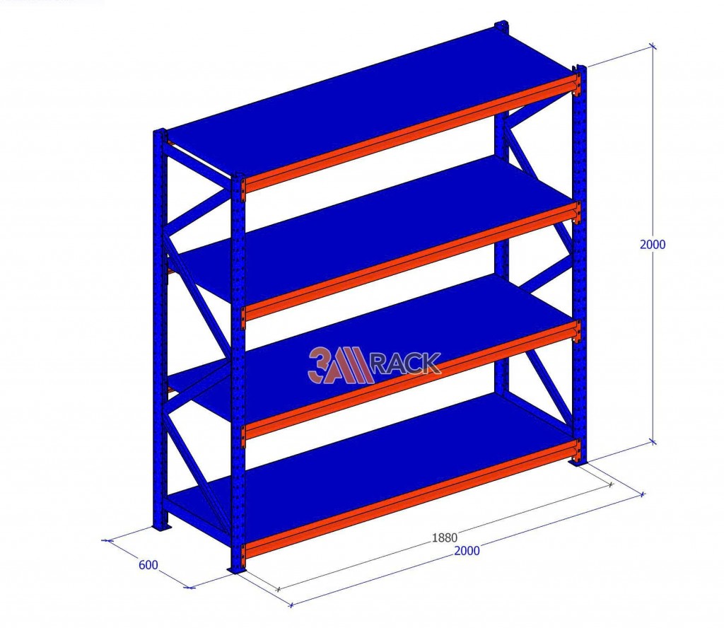 Bản vẽ kệ trung tải 300kg/tầng có 4 tầng để tài liệu nặng